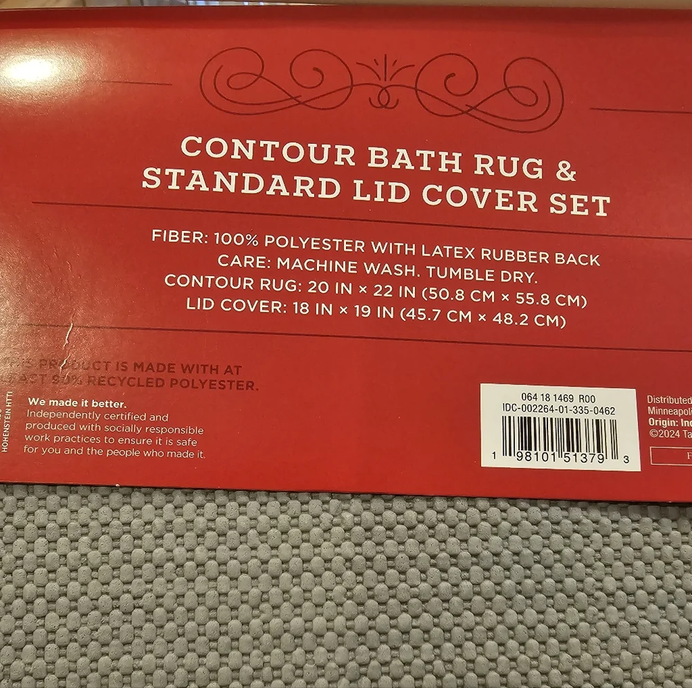 Snowman Non-Skid Contour Bath Rug & Lid Cover Set, NWT
